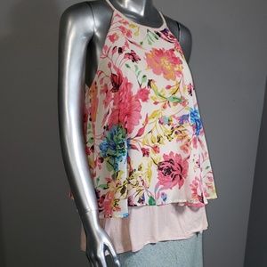 Pink floral flowy sexy tank by Peach Love